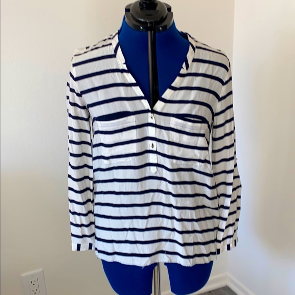 Zara Basics Striped 3/4 Sleeve Blouse SZ S